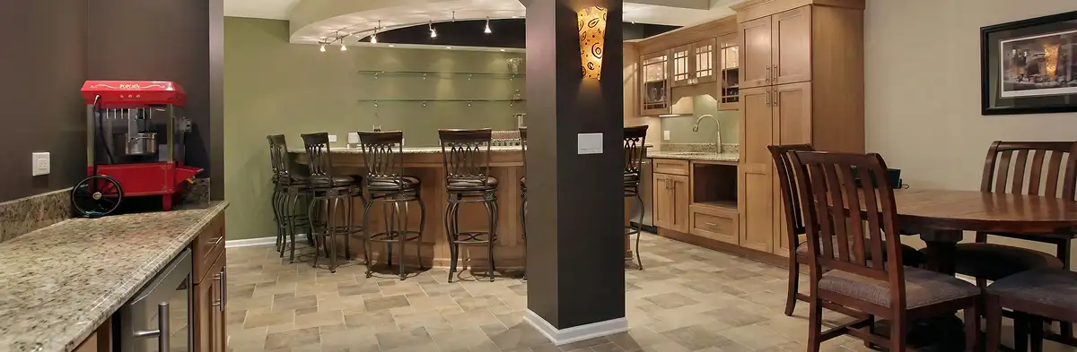 modern basement remodeling with custom finishes and open layout in a home in Ogden, UT