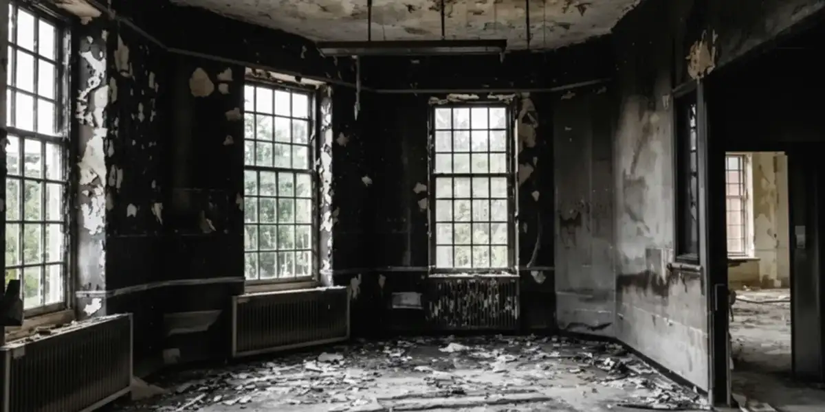 fire damage repair addressing severe interior damage and smoke residue inside a burned home in Ogden, UT
