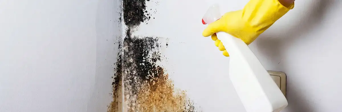 visible mold growth on an interior wall being treated during mold removal service in Ogden, UT