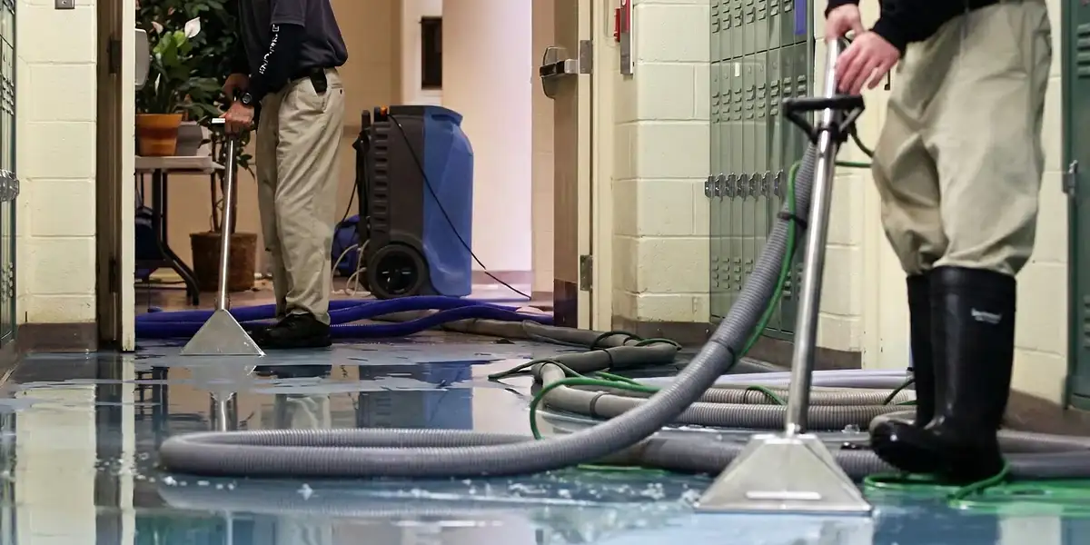 water damage restoration technicians performing professional water extraction inside a property in Ogden, UT